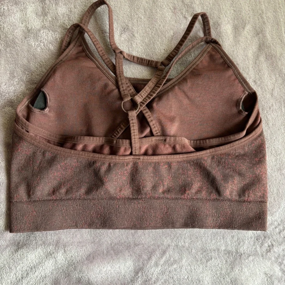 Gymshark Adapt Marl Seamless Sports Bra Brown Multi-Strap Racerback Womens